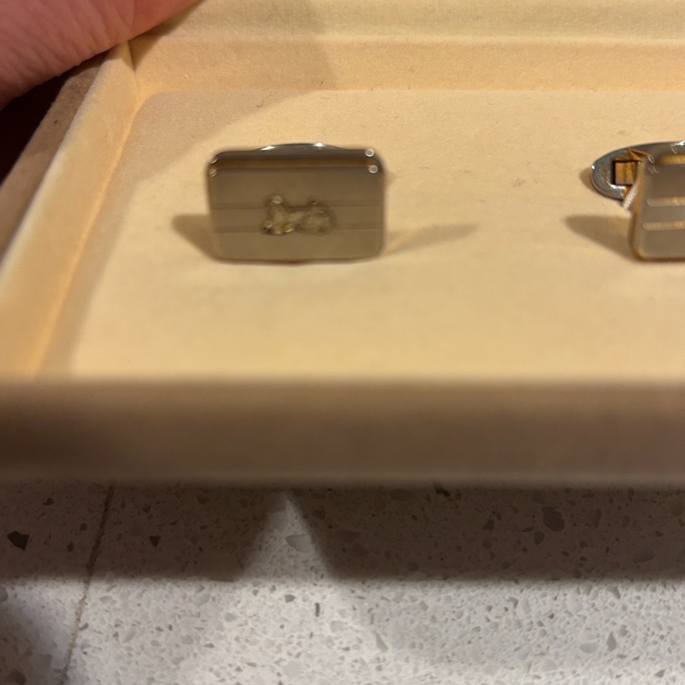 Celine Gold and Tan Cufflinks - Picture 2 of 7